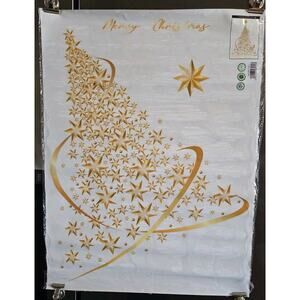 Merry Christmas Gold Star Tree Wall Sticker Decal 18x23.5 Holiday Decor
